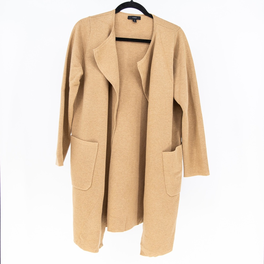 J. Crew Women's Juliette Collarless Cotton Wool Sweater Blazer Cardigan Camel S